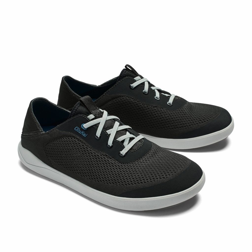 Olukai Men's Moku Pae Sneaker - Black / Blue Coral US532-419